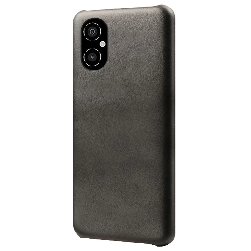 Til Xiaomi Poco M4 5G Kalvelignende PU-læderbehandling Hård PC Stødfast Mobiltelefon Case Beskyttelsesdæksel - Sort