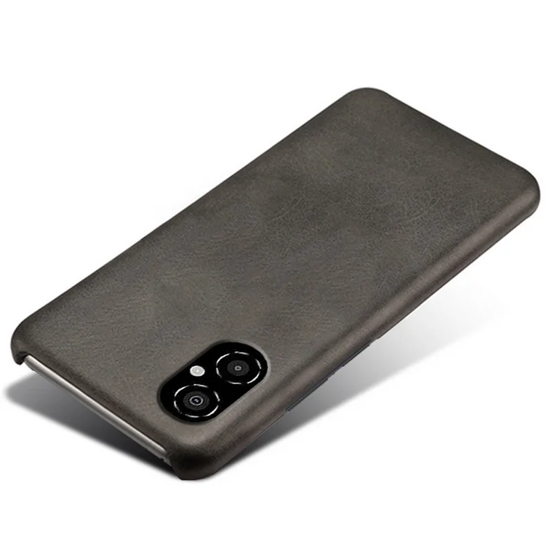Til Xiaomi Poco M4 5G Kalvelignende PU-læderbehandling Hård PC Stødfast Mobiltelefon Case Beskyttelsesdæksel - Sort