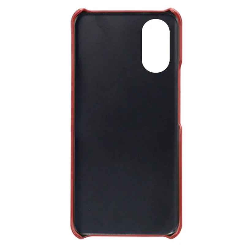 For Xiaomi Poco M4 5G Calf Textured PU Leather Coating Hard PC Shockproof Cell Phone Case Protective Shell - Red