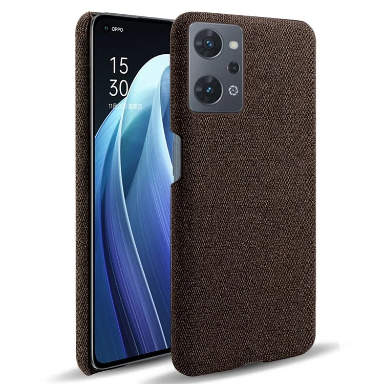 Für Oppo Reno7 A (Japan -version) 5G Well Protection Phone Case Stoff Textur Soft Touch Cover Mit Dual -card -slots - Braun