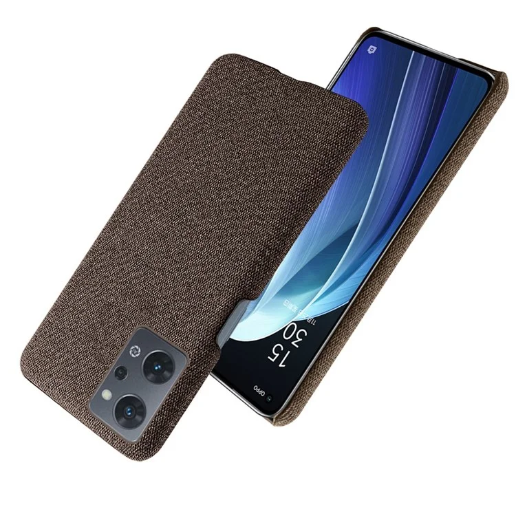 Für Oppo Reno7 A (Japan -version) 5G Well Protection Phone Case Stoff Textur Soft Touch Cover Mit Dual -card -slots - Braun