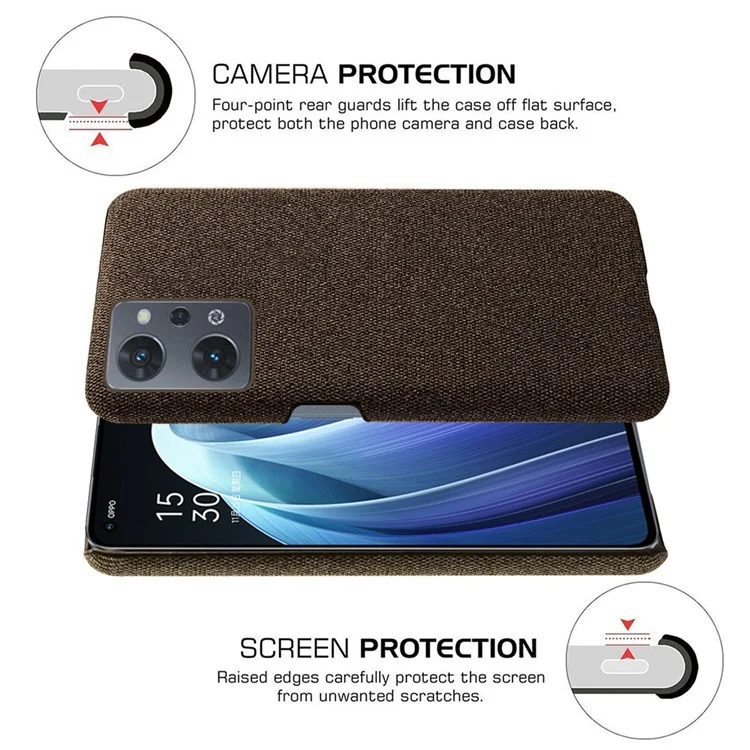 Für Oppo Reno7 A (Japan -version) 5G Well Protection Phone Case Stoff Textur Soft Touch Cover Mit Dual -card -slots - Braun