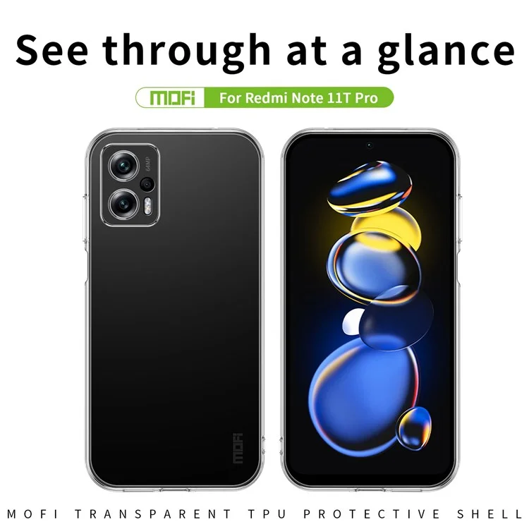 Mofi Für Xiaomi Redmi Note 11t Pro 5g / Anmerkung 11t Pro+ 5g / Poco X4 GT 5G / Redmi K50i 5G Soft TPU Telefonabdeckung Kristallklares Anti-drop-gehäuse