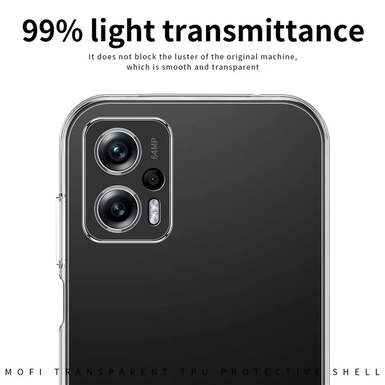 Mofi Für Xiaomi Redmi Note 11t Pro 5g / Anmerkung 11t Pro+ 5g / Poco X4 GT 5G / Redmi K50i 5G Soft TPU Telefonabdeckung Kristallklares Anti-drop-gehäuse