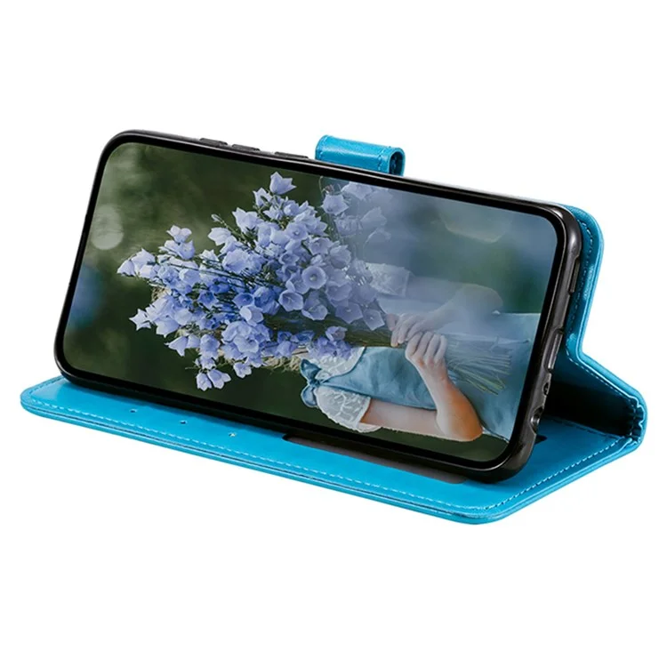 Per Xiaomi Redmi Note 11T Pro 5G / Note 11T Pro+ 5G / Note 12T Pro 5G / Poco X4 GT 5G / Redmi K50i 5G Custodia Portafoglio Stampato Motivo Fiore Mandala in Pelle PU con Supporto Magnetico Flip Cover con Cinturino - Blu