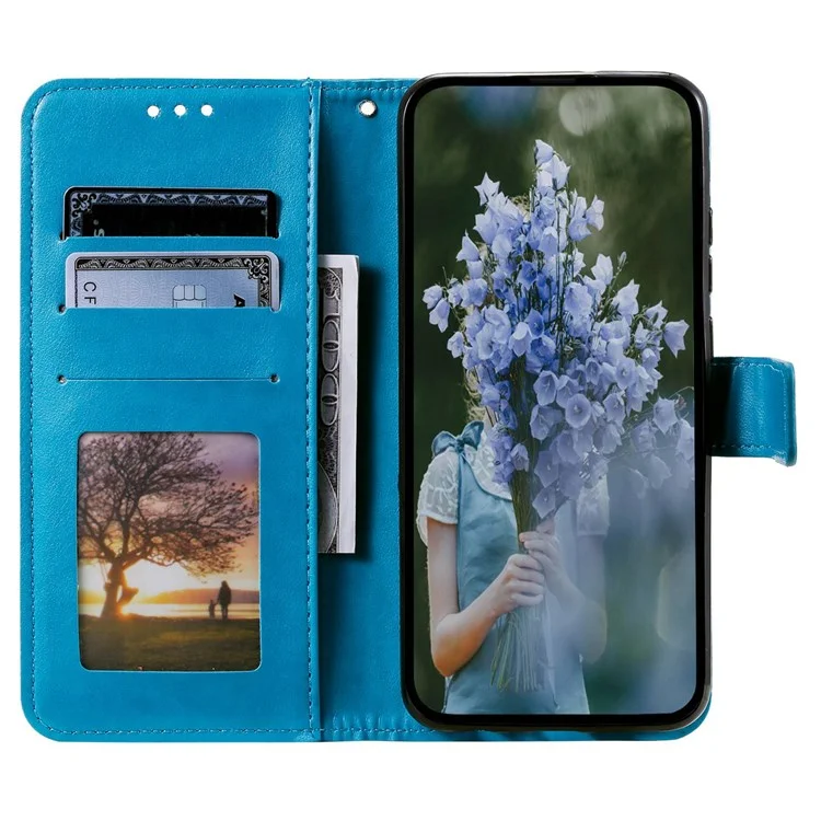 Per Xiaomi Redmi Note 11T Pro 5G / Note 11T Pro+ 5G / Note 12T Pro 5G / Poco X4 GT 5G / Redmi K50i 5G Custodia Portafoglio Stampato Motivo Fiore Mandala in Pelle PU con Supporto Magnetico Flip Cover con Cinturino - Blu