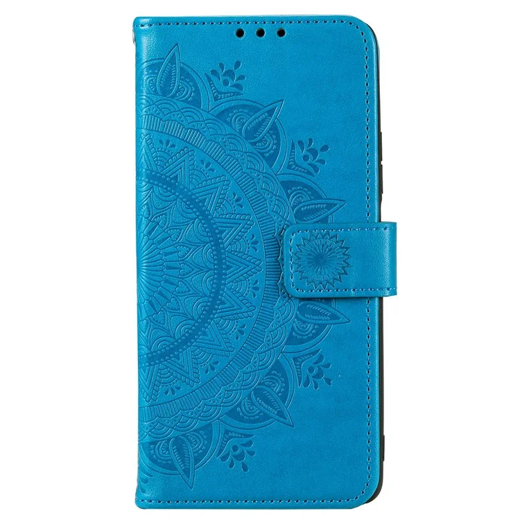 Per Xiaomi Redmi Note 11T Pro 5G / Note 11T Pro+ 5G / Note 12T Pro 5G / Poco X4 GT 5G / Redmi K50i 5G Custodia Portafoglio Stampato Motivo Fiore Mandala in Pelle PU con Supporto Magnetico Flip Cover con Cinturino - Blu