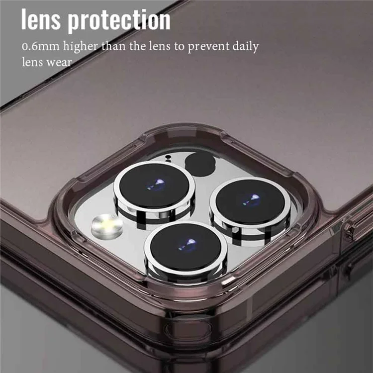 Pour iPhone 13 Pro Max 6.7 pouces Coque de téléphone de protection hybride PC+TPU antichoc mat - Noir transparent