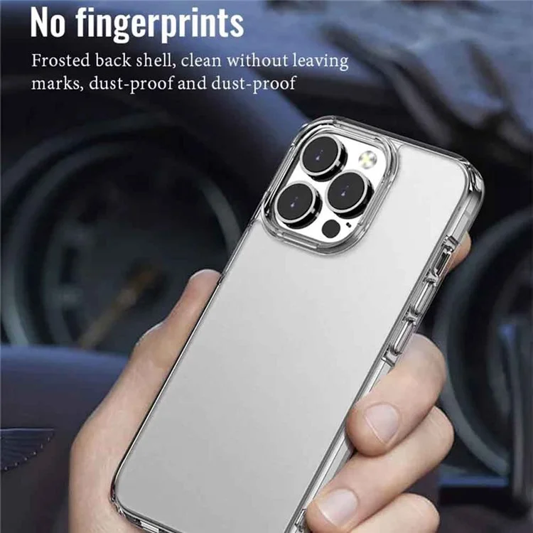 Pour iPhone 13 Pro Max 6.7 pouces Coque de téléphone de protection hybride PC+TPU antichoc mat - Noir transparent