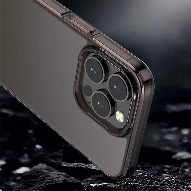 Pour iPhone 13 Pro Max 6.7 pouces Coque de téléphone de protection hybride PC+TPU antichoc mat - Noir transparent