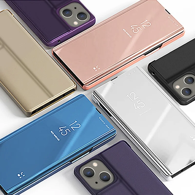 For iPhone 14 Plus Flip Leather Cover with Stand Full Body Protective Phone Case - Purple Blue