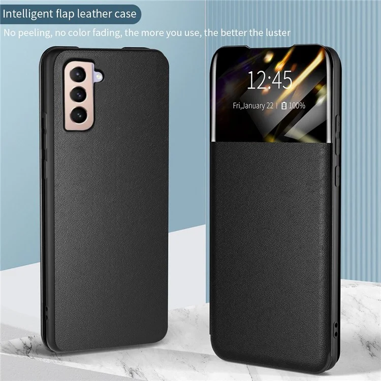 Pour Samsung Galaxy S21 + 5G View Fenêtre PU Cuir Case Carte Holder Stand Folio Flip Téléphone Couverture - Rouge