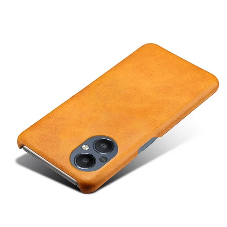 Caixa de Telefone Protetora Para Oppo Reno8 Lite 5g, Capa de PC de Couro PU Texturizado - Laranja