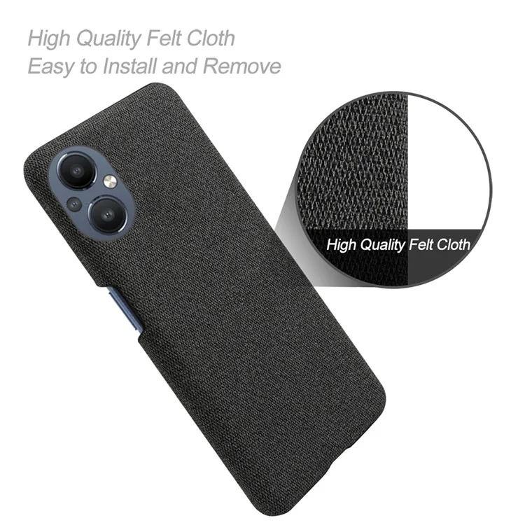 Étui de Protection Pour Oppo Reno8 Lite 5G, Couverture de Téléphone Hard pc Hard pc + en Tissu - le Noir