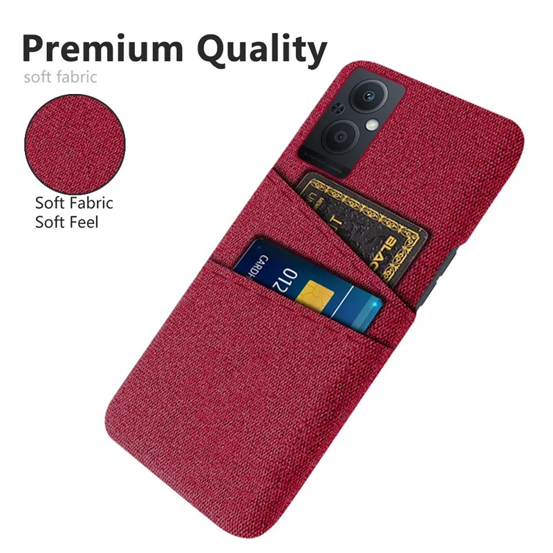 Per Oppo Reno8 Lite 5G Shock Proteple Telefon Texture Texture PC Coperchio Protettivo Per PC Rivestito in Pelle Con Due Slot di Carta - Rosso