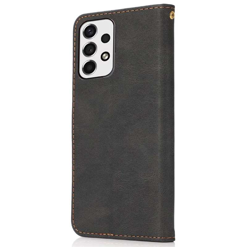 Für Samsung Galaxy A53 5G Farbspritzer-Handyhülle mit Brieftasche, Ständer, Magnetverschluss, PU-Leder, stoßfest - Schwarz / Braun