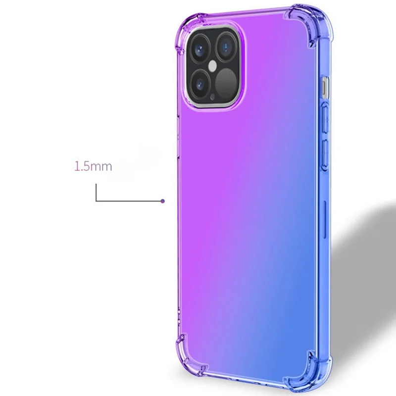 For iPhone 14 6.1 inch Gradient Design Anti-fall Protection TPU Soft Edge Bumper with Reinforced Corners Cellphone Cover - Black / Gold