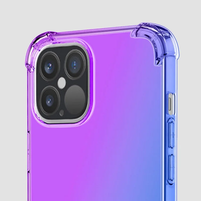 For iPhone 14 6.1 inch Gradient Design Anti-fall Protection TPU Soft Edge Bumper with Reinforced Corners Cellphone Cover - Black / Gold