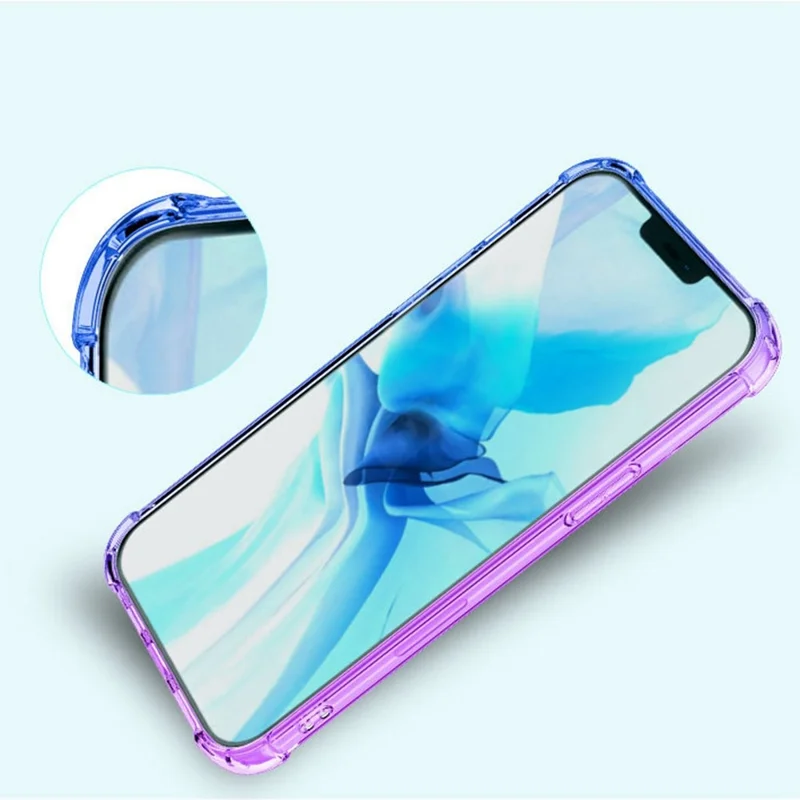 For iPhone 14 6.1 inch Gradient Design Anti-fall Protection TPU Soft Edge Bumper with Reinforced Corners Cellphone Cover - Pink / Green