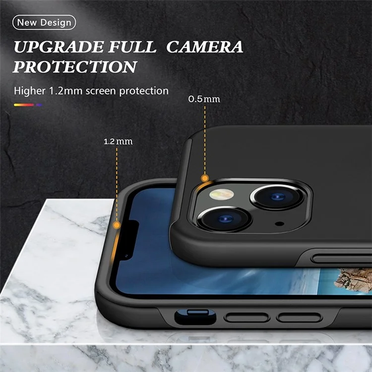 Per iPhone 14 6.1 pollici Hard PC+Soft TPU Dual Layer Protection Case Ring Car Mount Kickstand Protective Phone Cover - Nero