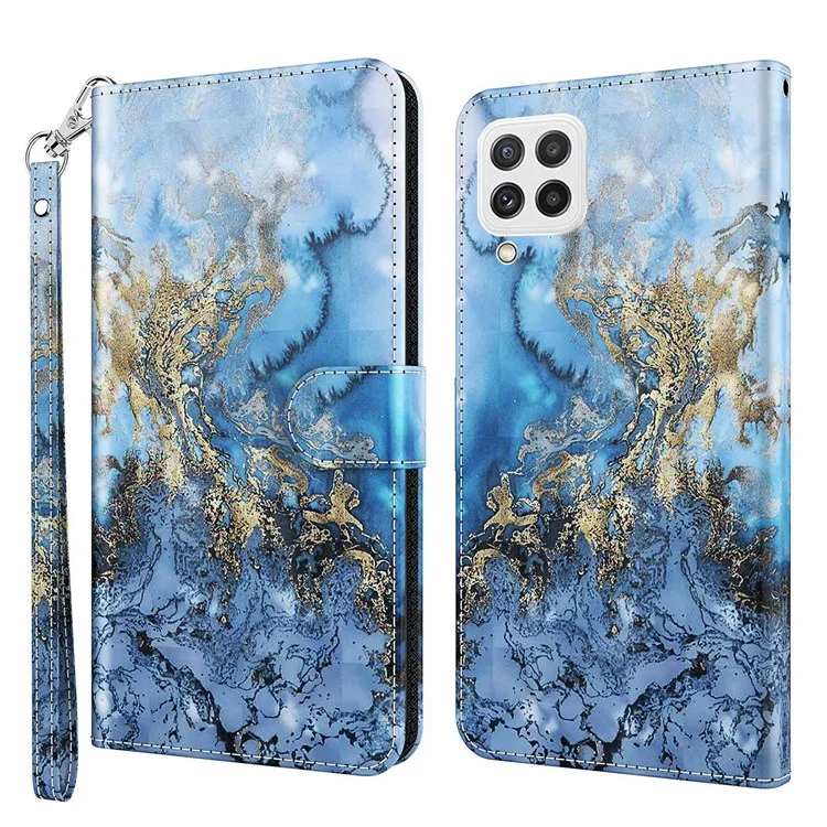 Per Samsung Galaxy A22 4G (versione UE) / M32 (versione globale) 4G / M22 4G Custodia per telefono in pelle PU anti-caduta con supporto 3D Pattern stampato, chiusura magnetica, custodia portafoglio con cinturino - Bauhinia Valley