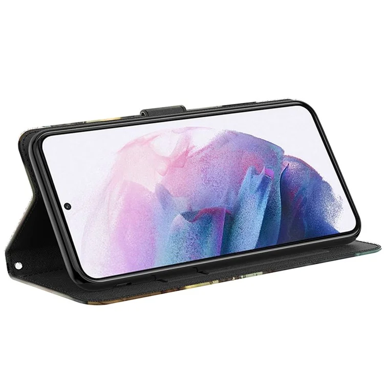 Per Samsung Galaxy A22 4G (versione UE) / M32 (versione globale) 4G / M22 4G Custodia per telefono in pelle PU anti-caduta con supporto 3D Pattern stampato, chiusura magnetica, custodia portafoglio con cinturino - Bauhinia Valley