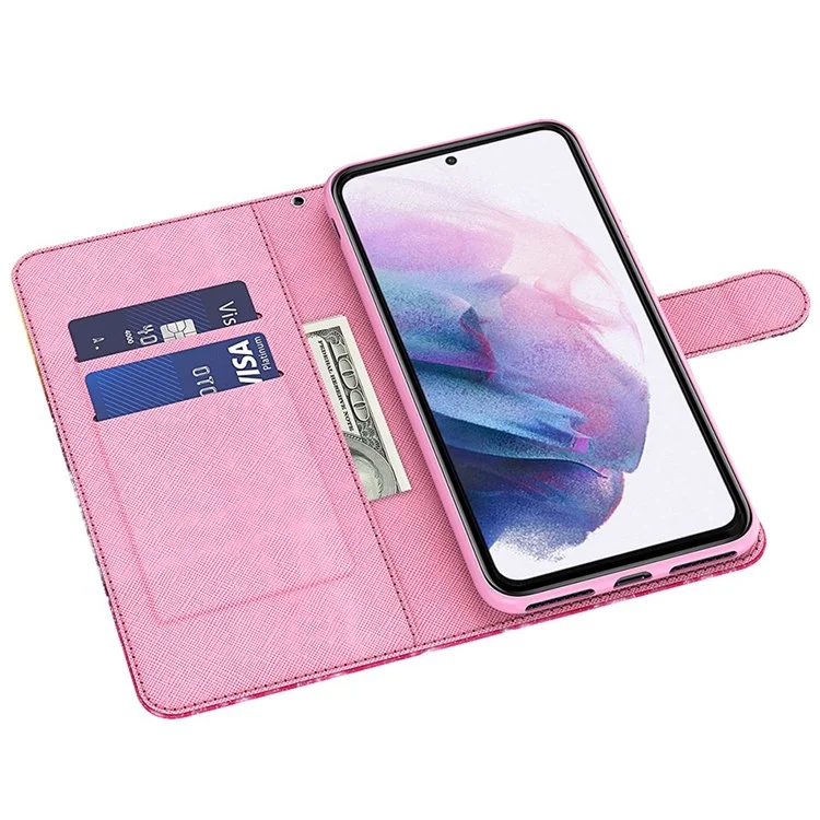 Per Samsung Galaxy A22 4G (versione UE) / M32 (versione globale) 4G / M22 4G Custodia a portafoglio in pelle PU antishock con chiusura magnetica e motivo stampato 3D - Viola Impatiens
