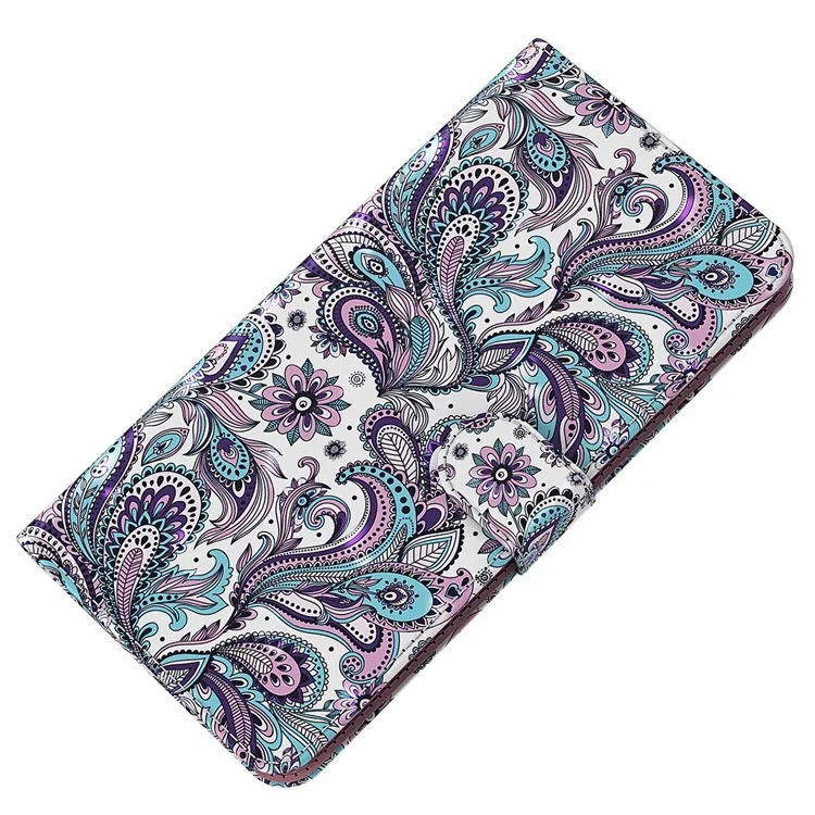 Per Samsung Galaxy A22 4G (versione UE) / M32 (versione globale) 4G / M22 4G Custodia a portafoglio in pelle PU antishock con chiusura magnetica e motivo stampato 3D - Viola Impatiens