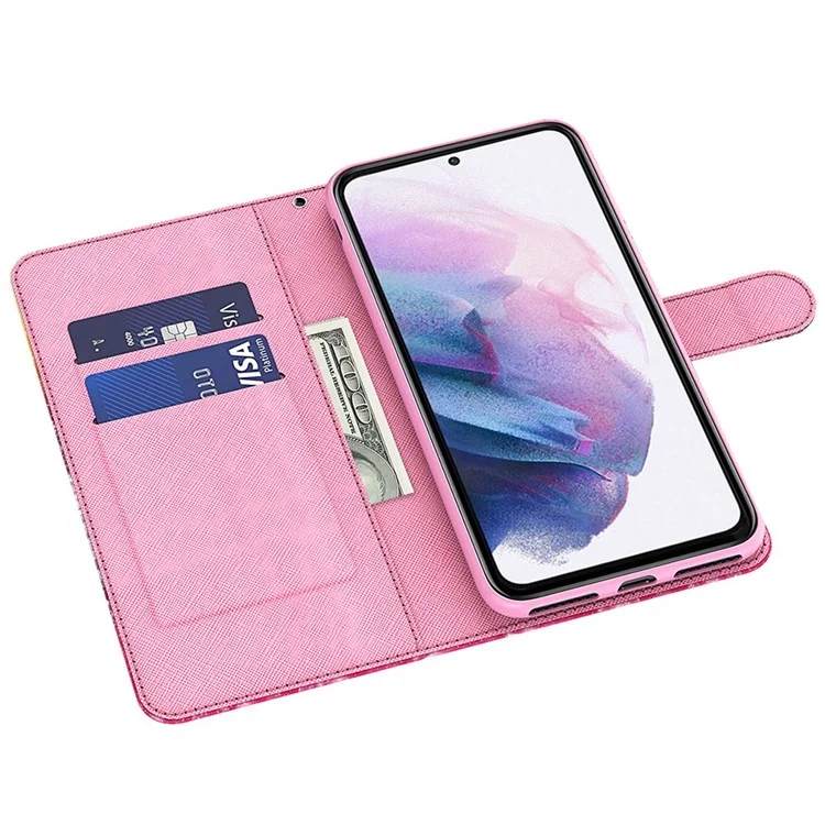 Para Samsung Galaxy A22 4G (versión de la Ue) / M32 (versión Global) 4G / M22 4G Anti-fall PU Cuero Case de Teléfonos Patrón 3D Carrera de Cierre Magnético Impreso Tapa Del Teléfono Con Correa - Deseos