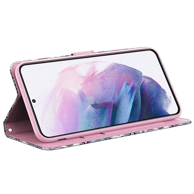 Para o Samsung Galaxy A22 4G (versão da Ue) / M32 (versão Global) 4G / M22 4G Anti-fall PU Chaetel Stand Stand 3D Padrão Impresso Tampa de Telefone da Carteira de Fechamento Magnético Com Cinta - Desejo Árvore