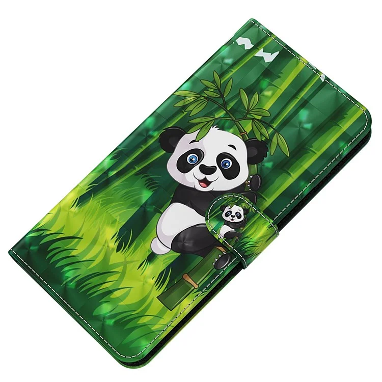 Für Samsung Galaxy A22 4G (EU -version) / M32 (globale Version) 4G / M22 4G Anti-fall-fall PU Leder Phone Ständer Hülle 3d-muster Gedrucktem Magnetverschluss Brieftasche Telefonabdeckung Mit Riemen - Panda Klettern