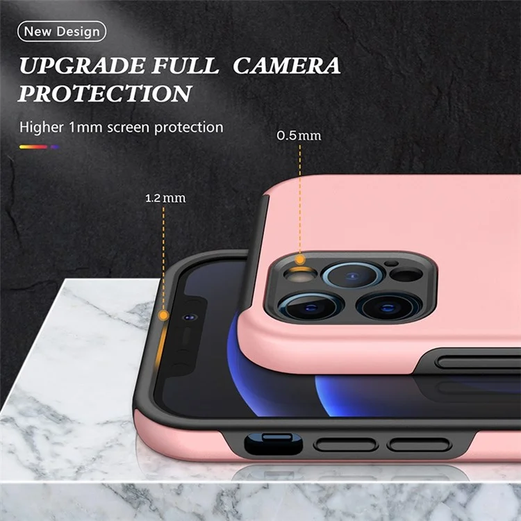 Per iPhone 14 Pro 6.1 pollici Custodia rigida in PC + soffice TPU Protezione avanzata Antiusura Anello portachiavi Supporto per auto Supporto Antiurto Custodia protettiva - Rosa oro