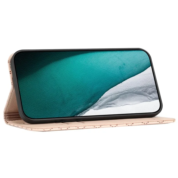 Per Xiaomi Poco X4 Pro 5G Anti-fall Litchi Texture Phone Porthert Stand Con Motivo RFID Blocking Protective Case - Giallo