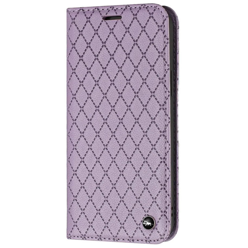 For Oppo A54 5G/A74 5G/A93 5G Litchi Texture Phone Wallet Case with Rhombus Pattern RFID Blocking Protective Cover Viewing Stand - Purple