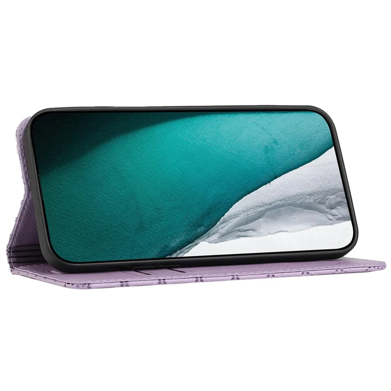 For Oppo A54 5G/A74 5G/A93 5G Litchi Texture Phone Wallet Case with Rhombus Pattern RFID Blocking Protective Cover Viewing Stand - Purple