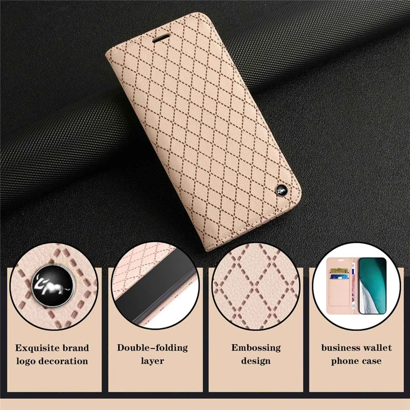 For Oppo A54 5G/A74 5G/A93 5G Litchi Texture Phone Wallet Case with Rhombus Pattern RFID Blocking Protective Cover Viewing Stand - Yellow