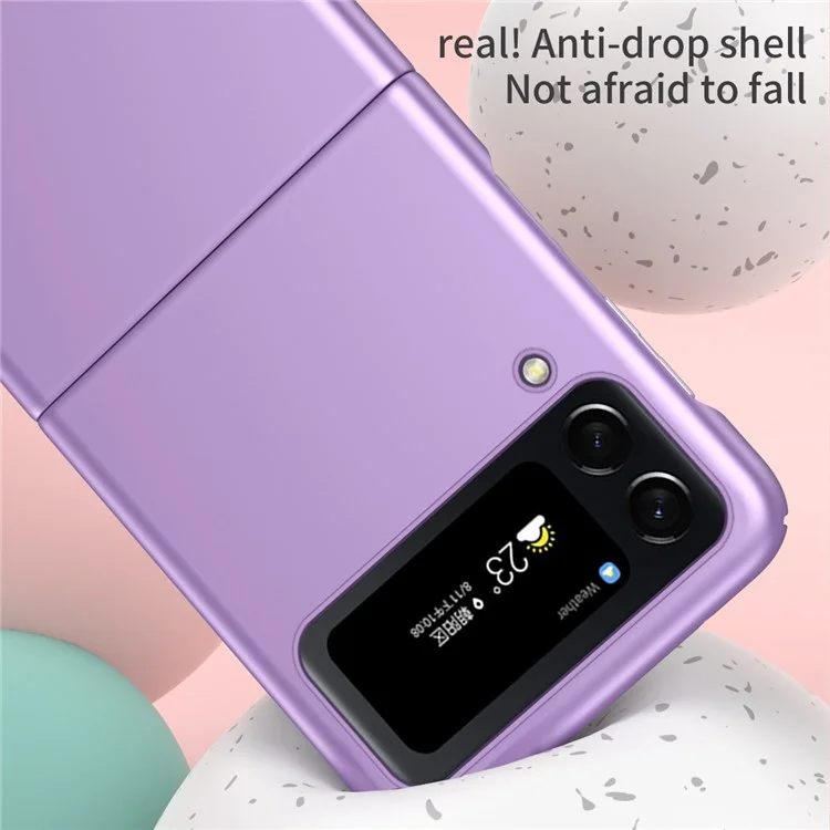 For Samsung Galaxy Z Flip4 5G Ribbon Metal Ring Holder Ultra-slim Anti-fingerprint Hard PC Cell Phone Case Cover - Midnight Green