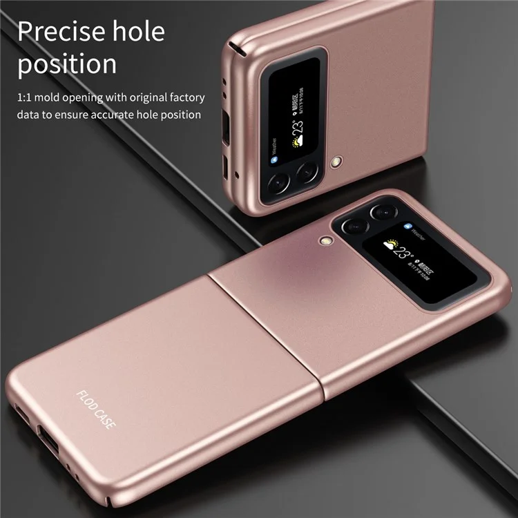 Pour Samsung Galaxy Z Flip4 5G Skin-touch Feeling Ultra-slim Anti-fingerprint Matte Electroplating Hard PC Phone Case Cover - Rose Gold