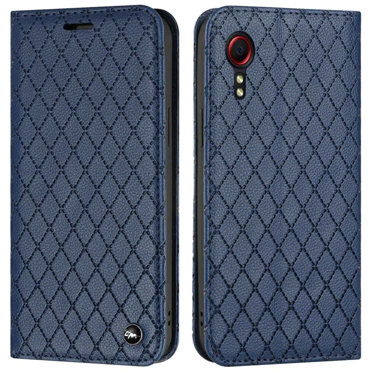 Защитная Крышка Для Блокировки RFID Для Samsung Galaxy Xcover 5, Rombus Тис Чистого Литчи Текстура PU - Синий