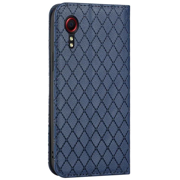 Защитная Крышка Для Блокировки RFID Для Samsung Galaxy Xcover 5, Rombus Тис Чистого Литчи Текстура PU - Синий