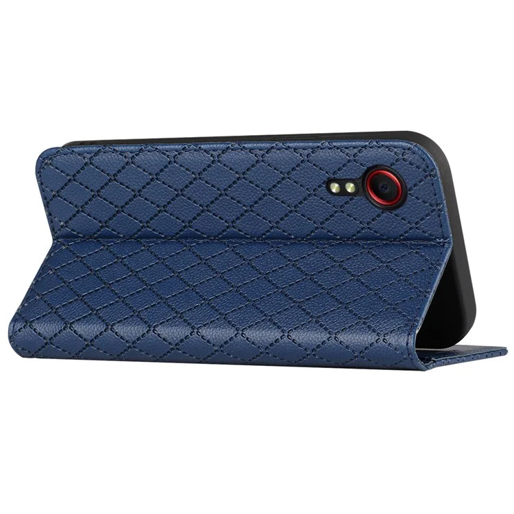 Защитная Крышка Для Блокировки RFID Для Samsung Galaxy Xcover 5, Rombus Тис Чистого Литчи Текстура PU - Синий