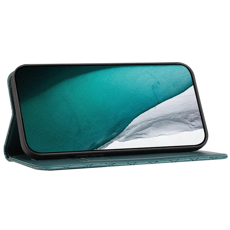 RFID Blocking Phone Protective Case Pour Samsung Galaxy M33 5G (version Globale), Rhombus Rossin Magnétique Magnétique à Clôture Litchi Texture PU le Cuir de Support Couvercle de Portefeuille - Vert