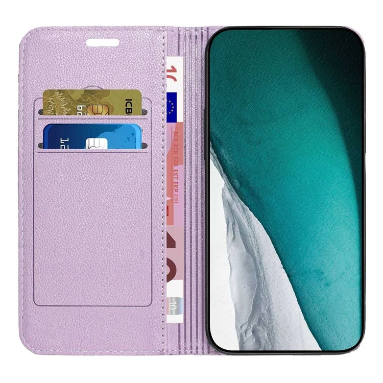 Para Samsung Galaxy A52 4G / 5G / A52s 5G RFID Blocking Phone Case, Magnetic Auto-absorbed Litchi Texture PU Leather Bump Proof Rhombus Embossment Cellphone Cover with Stand Wallet - Púrpura