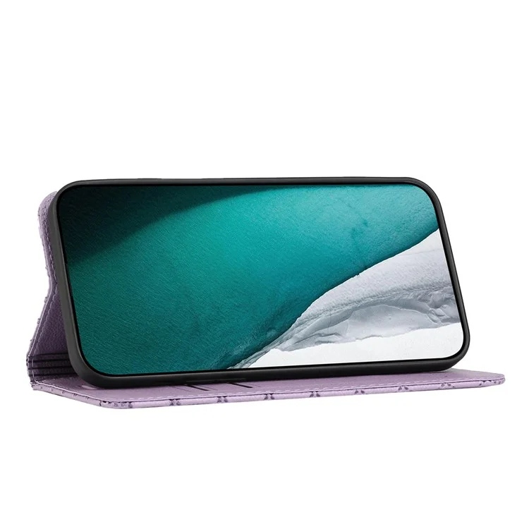 Para Samsung Galaxy A52 4G / 5G / A52s 5G RFID Blocking Phone Case, Magnetic Auto-absorbed Litchi Texture PU Leather Bump Proof Rhombus Embossment Cellphone Cover with Stand Wallet - Púrpura