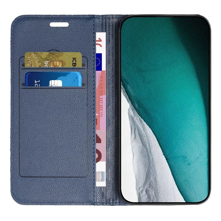 Per Samsung Galaxy A13 4G Litchi Texture PU Leather RFID Blocking Phone Cover Rhombus Embossing Smartphone Wallet Stand Case - Blu