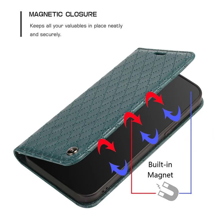 For Samsung Galaxy S21+ 5G / S30+ 5G Rhombus Embossing Litchi Texture PU Leather Drop-proof Cover RFID Blocking Phone Stand Wallet Case - Green