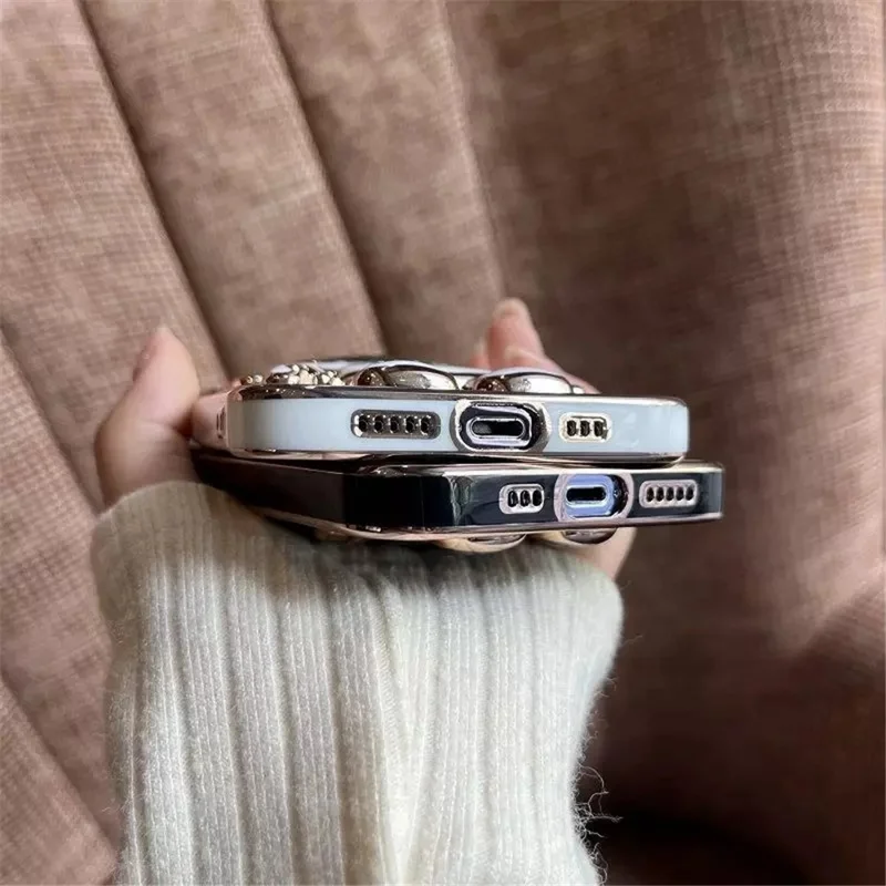 Astronaut Kickstand Phone Case for iPhone 13 Pro 6.1 inch, Electroplating Frame Anti-drop Soft TPU Cover - Purple