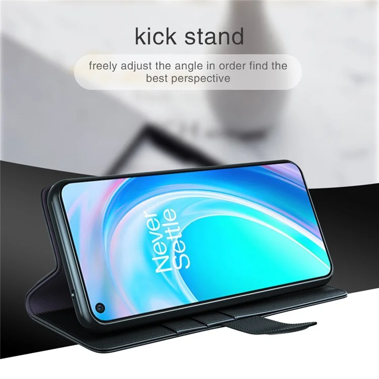 For OnePlus Nord CE 2 Lite 5G Case Genuine Split Leather Phone Cover with Wallet Stand - Black