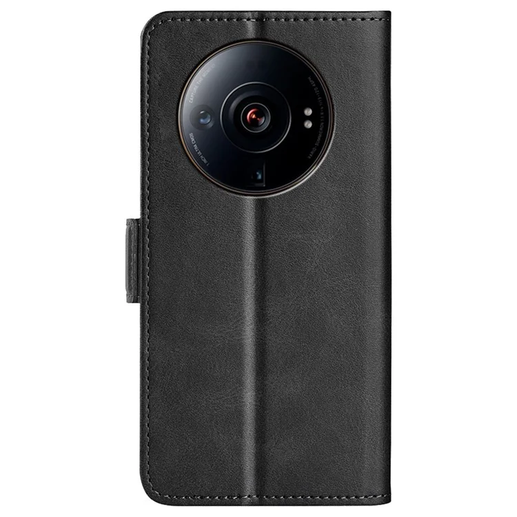 Текстурированная Кожаная Подставка PU Для Xiaomi 12S Ultra 5G, Двойная Магнитная Застежка с Полной Защитой. - Черный