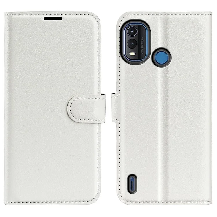 Litchi Texture Wallet Case de Teléfono Para Nokia G11 Plus 4G, Visioning st Stand PU Leather Propolte Folio Folio Flip Cover - Blanco